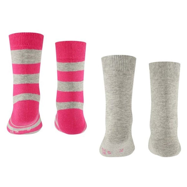 Falke unisex strumpor - ,Pack of 2,FALKE Happy Stripe 2Pack SO Grå/rosa 39/42