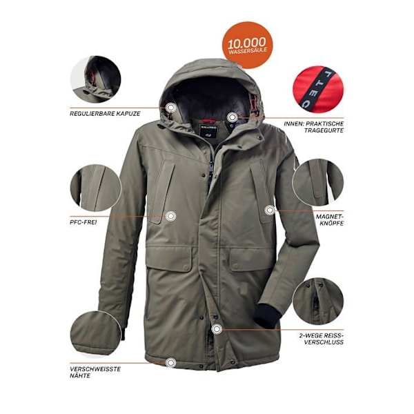 Killtec Parka - 37156-000 - Functional Parka för män med huva Oliv jag