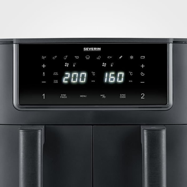 Luftfritös - SEVERIN - Airfryer FR2463 - Kapacitet 8 L - Dubbelkammare - 10 program - 2600 W Svart