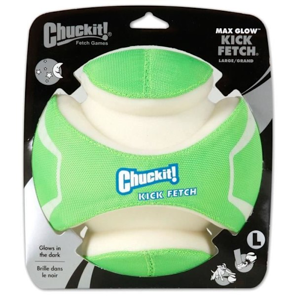 CHUCKIT! Kick fetch Max glödleksak L Ø 20cm - För hundar Grönt och vitt