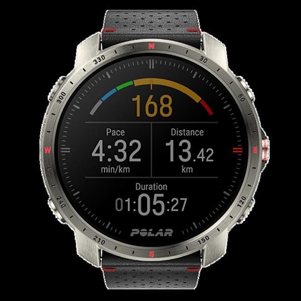 GPS-utomhus smartklocka - Polar - Grit X Pro Titan - Saphirglas - 100 h batteritid - Inbyggd barometer Svart
