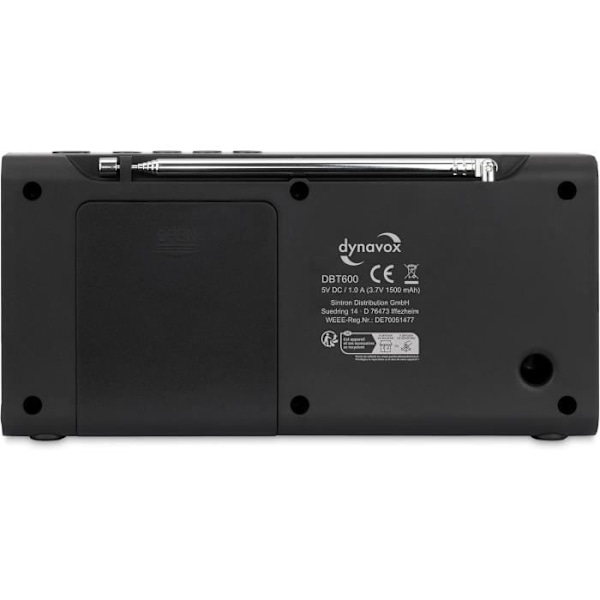 Bärbar DAB Radio - Dynavox - DBT200 - Bluetooth 5.0 - Färg TFT Skärm - Drivs av Batterier/USB-C Svart