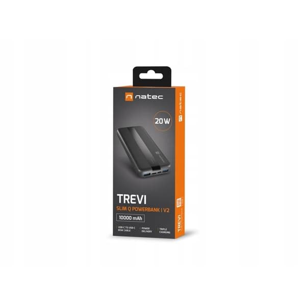 Extern batteri 10000 mAh - Natec Trevi Slim Q V2 - USB-C PD