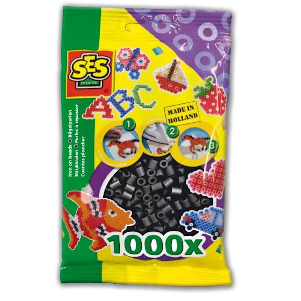 SES CREATIVE Set med 1000 järn på pärlor - Svart Svart
