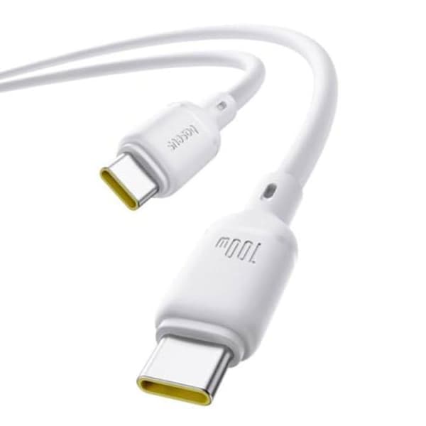 USB-C-kabel - BASEUS - Silky Series - 100 W - 2 m - Vit