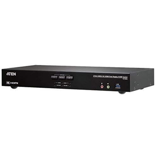 2-PORTAR TRUE 4K HDMI DUAL-VIEW KVM-SWITCH MED LJUD & USB 3.0 HUB ATEN