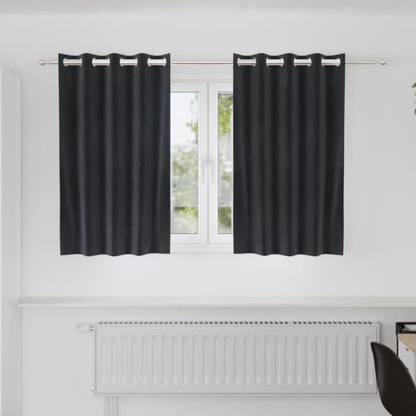 Opaquefördrag - Mörkgrå sammet - 140x140 cm - Ögla - Nutida stil antracit