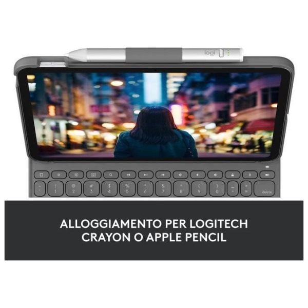 Logitech för iPad (10:e generationen) tangentbordsfodral| Smal folio med integrerat trådlöst tangentbord (grafit) - italiensk layout