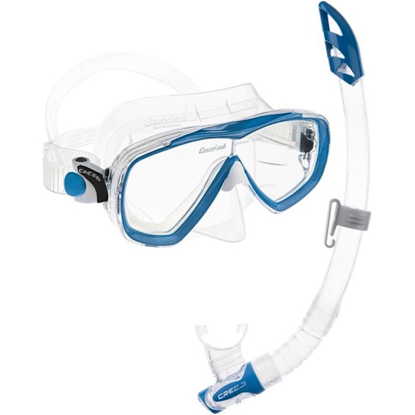 Cressi - DM340020 - Set Estrella + Gamma Combo Set Dykmask och snorkel Unisex-Vuxen, Transparent/Blå, One Size
