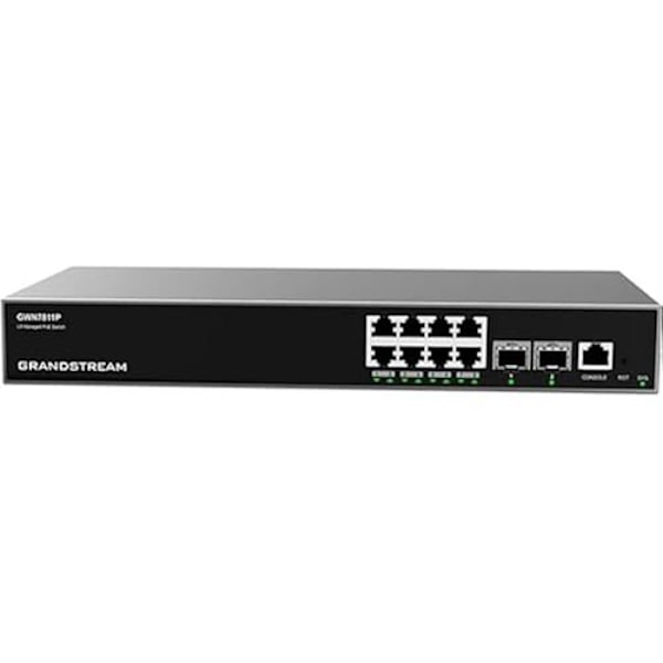 Hanterbar switch - GRANDSTREAM - GWN7811P - 8 GbE RJ45 PoE-portar - 2 SFP+-portar - Layer 3