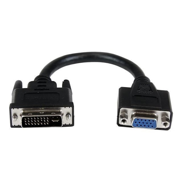 20 cm DVI till VGA adapterkabel - M / F - Svart - 20 cm DVI-I till HD15-omvandlare - M / F - DVIVGAMF8IN