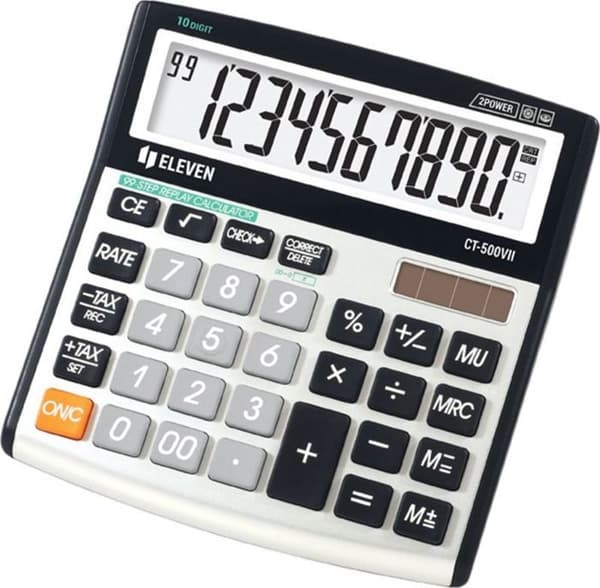 Kalkylator - ELEVEN - CT-500VII - Grå - 10 siffror - Kontor