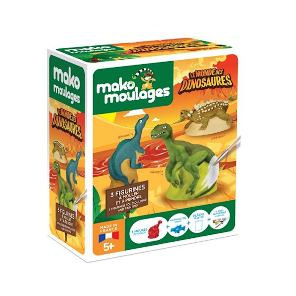 Dinosaurieformar - Mako Moulages - 3 figurer - Tillverkade i Frankrike - Från 5 år - Creative Kit Flerfärgad