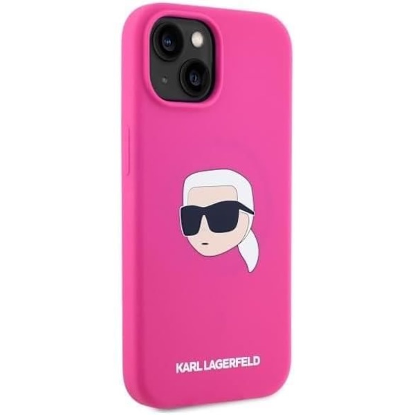Coque iPhone 15 - Karl Lagerfeld - KLHMP15SSKHPPLF - Silikon - Fuchsia - Kompatibel med MagSafe fuchsia