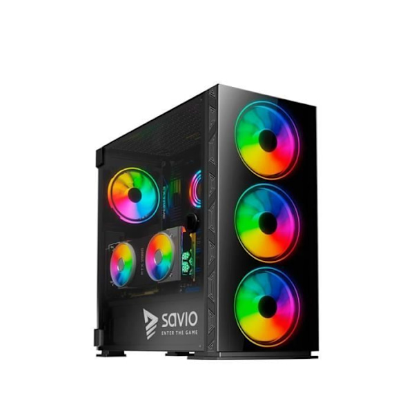 SAVIO PRIME X1 ARGB PC-fodral i svart glas