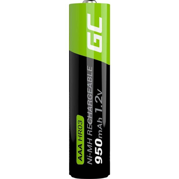 Green Cell 950mAh 1,2V Paket med 4 uppladdningsbara Ni-MH-batterier Typ AAA, Förladdade, hög kapacitet, HR03-batteri, låg självurladdning