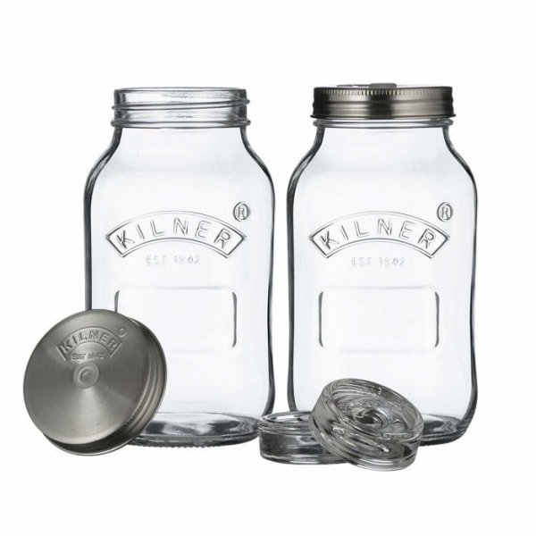 Kilner förvaringsburkar - 0025.010 - Set med 2 1 liters glas i transparent fermenteringsglas 10 x 10 x 18 cm