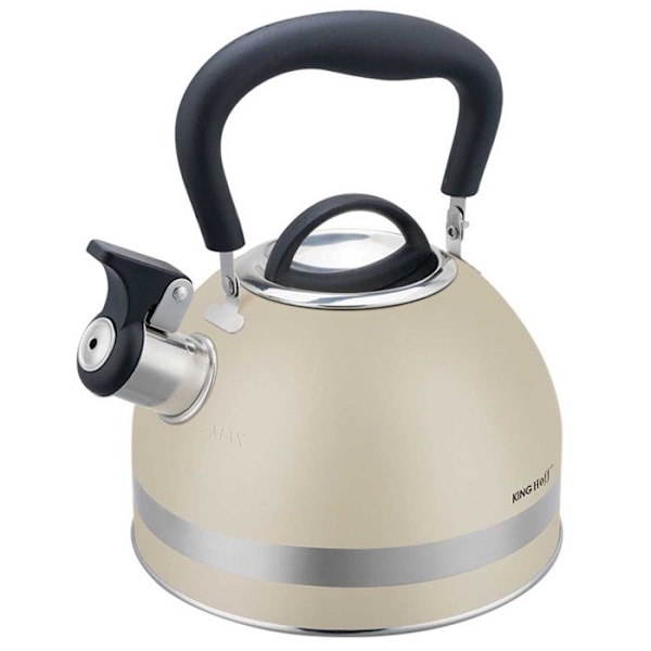Vattenkokare - KINGHOFF - KH-1854 - Rostfritt stål - 1,8L - Inbyggd visselpipa beige/silver