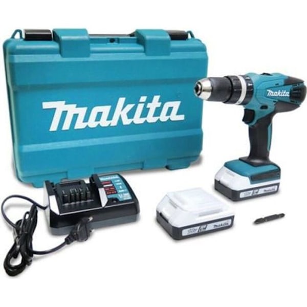 MAKITA Set borrskruvdragare med slag 18 V Li-Ion 1,5 Ah Ø 13 mm HP457DWE Svart