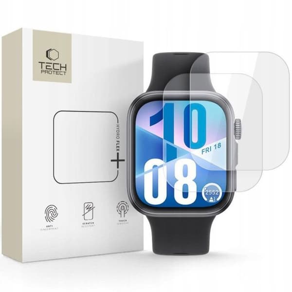 4kom.pl Set med 2 vattentäta skydd Tech-Protect Hydro Flex+ för Huawei Watch Fit 3/4, transparenta