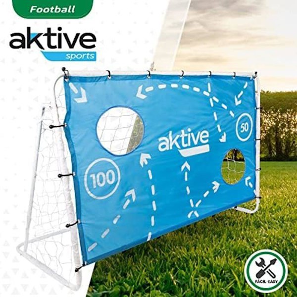 AKTIVE 49043 - Fotbollsmål för barn med träningsduk, Trädgårdsfotbollsmål 182 x 91 x 122 cm, mångfärgad