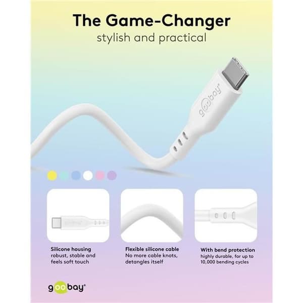 USB-C™ kabel i mjukt och hållbart silikon 1,5 m pastellrosa