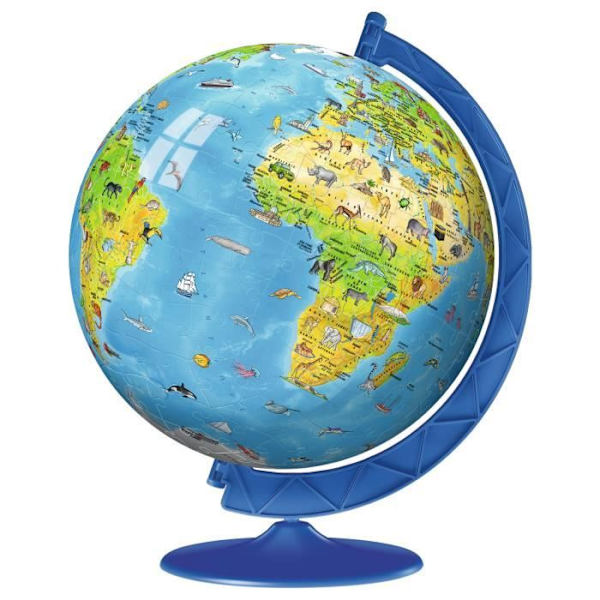 3D jordglobspussel 180 bitar - Ravensburger - Utbildning - Inget lim - från 7 år och uppåt Blå Grön Gul