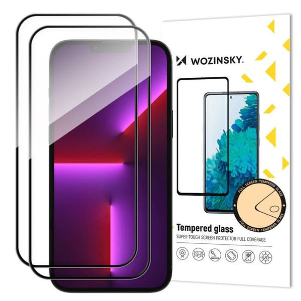 Set med 2 skydd av härdat glas med ram för iPhone 15 Pro svart