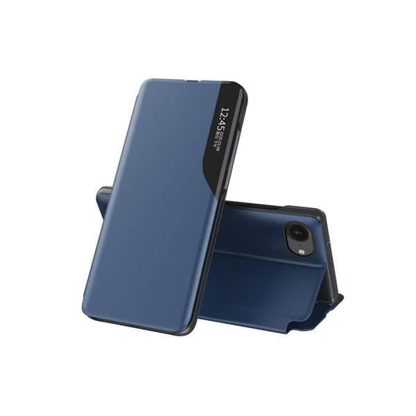 HURTEL fodral med lock i ekologiskt läder för iPhone 16E – ställfunktion, blå