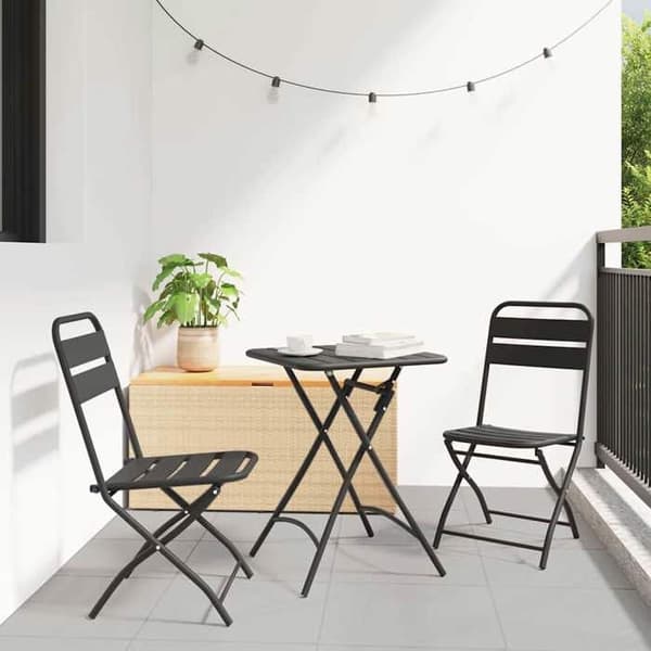 vidaXL Bistroset 3 delar Antracit Stål 42002954