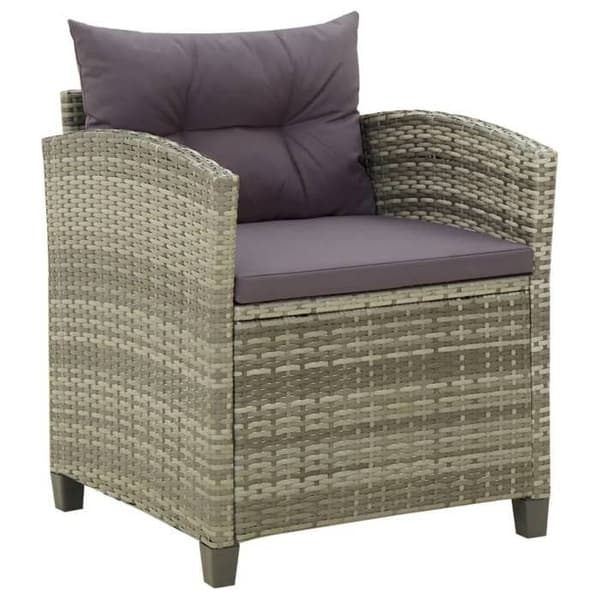 vidaXL Trädgårdsstol med kuddar Poly Rattan Grey