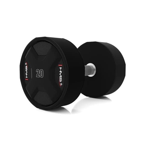 Polyurethan-hantel - HMS - HPC - 20 kg - Handtag i förkromad stål - Halkfri Svart