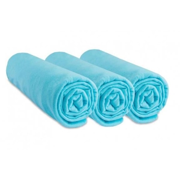 Draps hus - EASY DORT - 50x100 cm - Elastisk bomullsjersey - Turkis - Pakke med 3 turkos