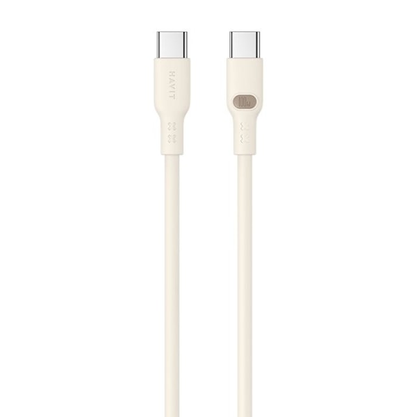 Data kabel Typ-C Typ-C, snabb laddning, PD100W, 5,0A, 2m - Havit (CB6284) - Beige