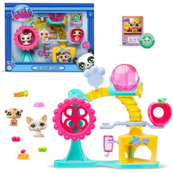 BANDAI - Littlest Pet Shop - Fun Factory box set - Lekset med 2 djur, dekor och tillbehör - BF00519