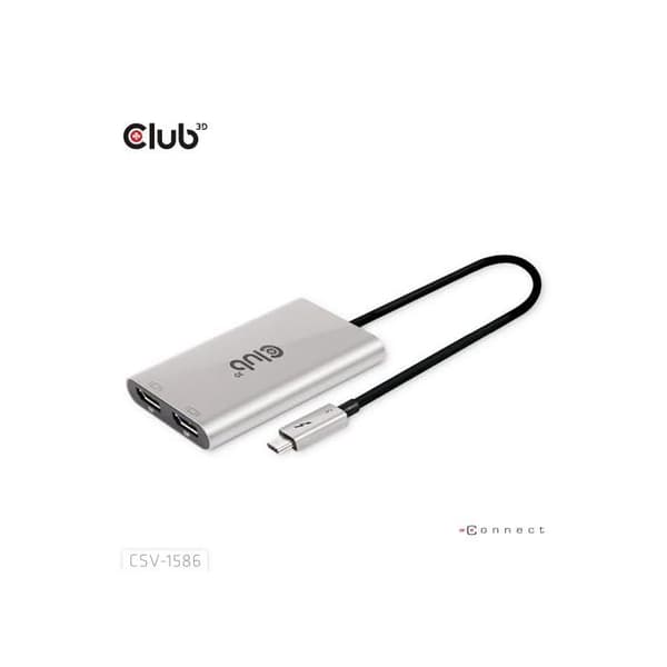 Thunderbolt 3-adapter - Club 3D - CSV-1586 - 2x DisplayPort - 4K@60Hz - Silver