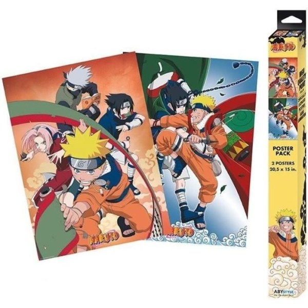 Set med 2 Naruto chibi-affischer - Naruto - Team - Flerfärgad - Orange - Rektangulär Flerfärgad