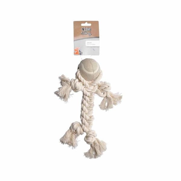 Hundleksak snöre gubbe Ecru 25 cm