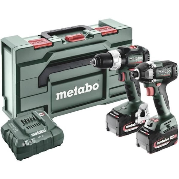 Trådlös slagborrskruvdragare - Metabo - SBLTBL+SSDLT200BL - 2 batterier - Laddare inkluderad - Trä