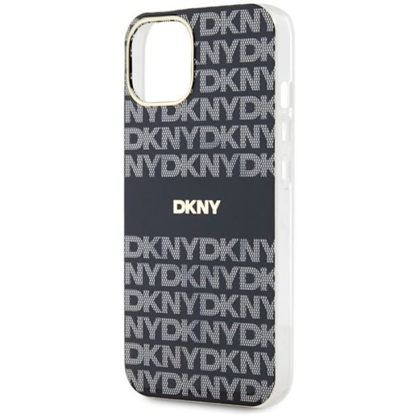 IPhone 15-fodral - DKNY IML DKNY IML Mono & Stripe MagSafe (DKHMP15SHRHSEK) - Noir