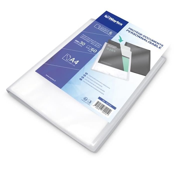 Anpassningsbar A4-vyhållare - WAYTEX - 931442 - 60 visningar - Transparent polypro-fodral Transparent