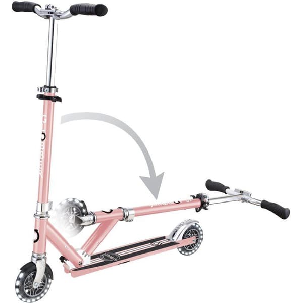 Tvåhjulig sparkcykel - GLOBBER - FLOW ELEMENT LIGHTS - Krom / Rosa ROSE CHROME