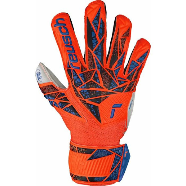 Målvaktshandskar - Reusch - Attrakt Solid - Junior - Hyper orange/elektrisk blå - Fingerstöd hyper orng/elec blå 8