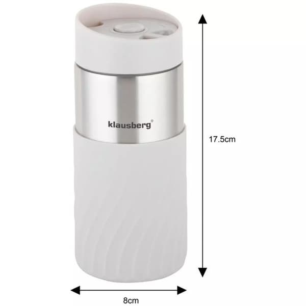 Muggtermos - KLAUSBERG - KB-7632 - 300 ml - Rostfritt stål - Dubbelvägg Beige med silverfärgade element