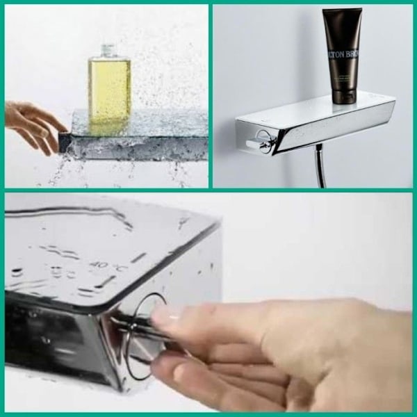 Duschhandtag och duschhuvud - HANSGROHE - Ecostat Select - 3 strålar - 0,90 m - Krom vit Vit grå