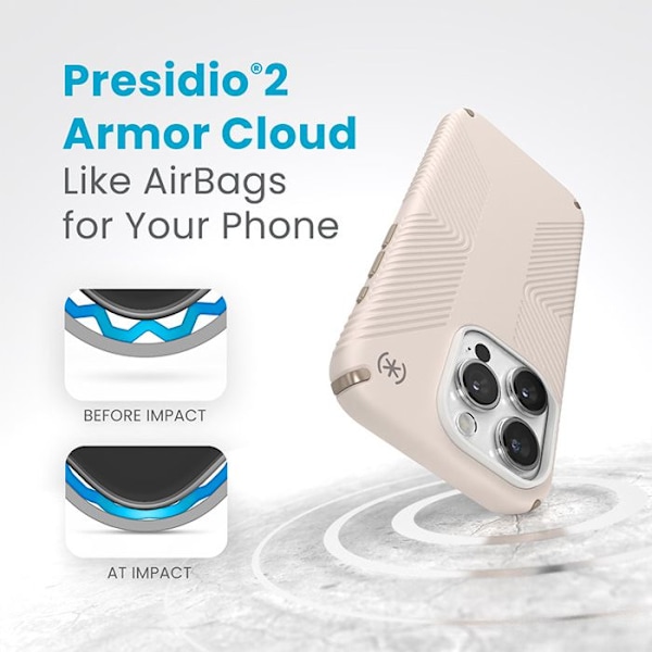 Speck Presidio2 Grip - Skal för iPhone 15 Pro (Bleached Bone / Heirloom Gold / Hazel Brown)