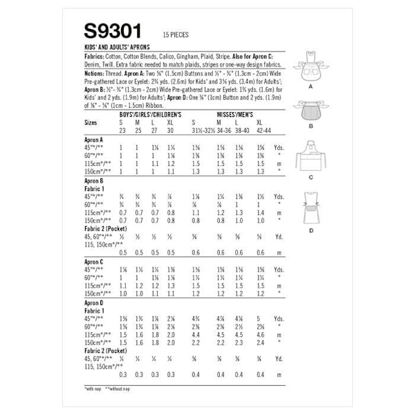 Köksförkläde Simplicity - SS9301A - Förkläde Undefined Tablier A XL, Vit