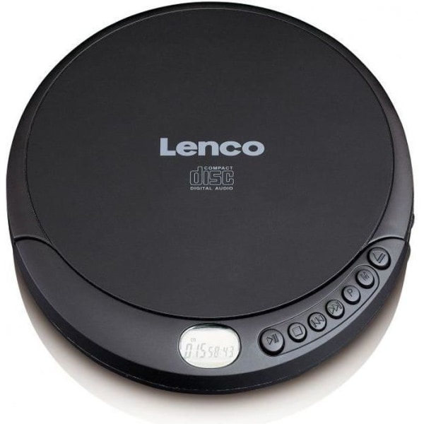 Lenco CD-010, Bärbar CD-spelare, Svart, Slumpmässig, Upprepa alla, CD, Upprepa, Upprepa alla, LCD