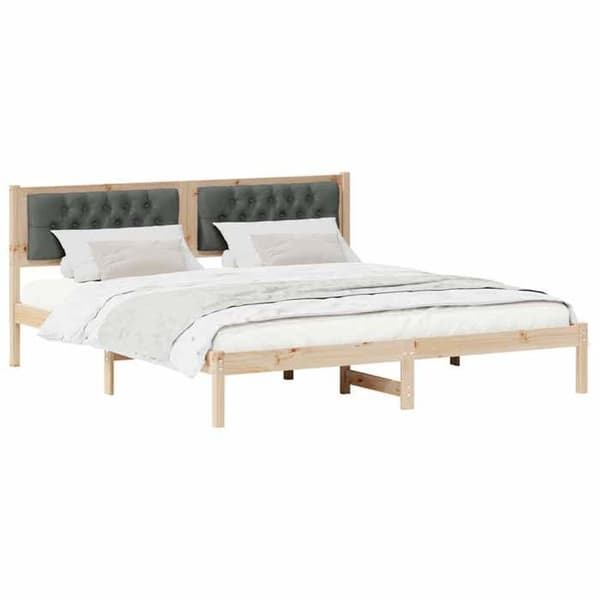 vidaXL Sängram Mörkgrå 160 x 200 cm Massivt trä 878175
