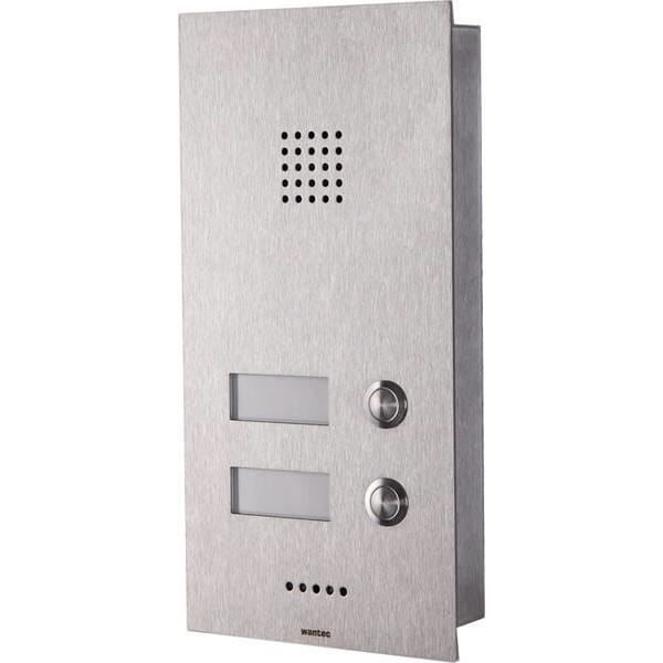 Wantec Monolith C GSM intercom - Rostfritt stål - 2 programmerbara knappar - Upplyst numerisk knappsats Rostfritt stål